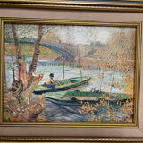 Oil on canvas : lake landscape