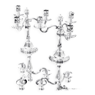 Christofle collection Gallia pair of 3-candle silver plated candelabra