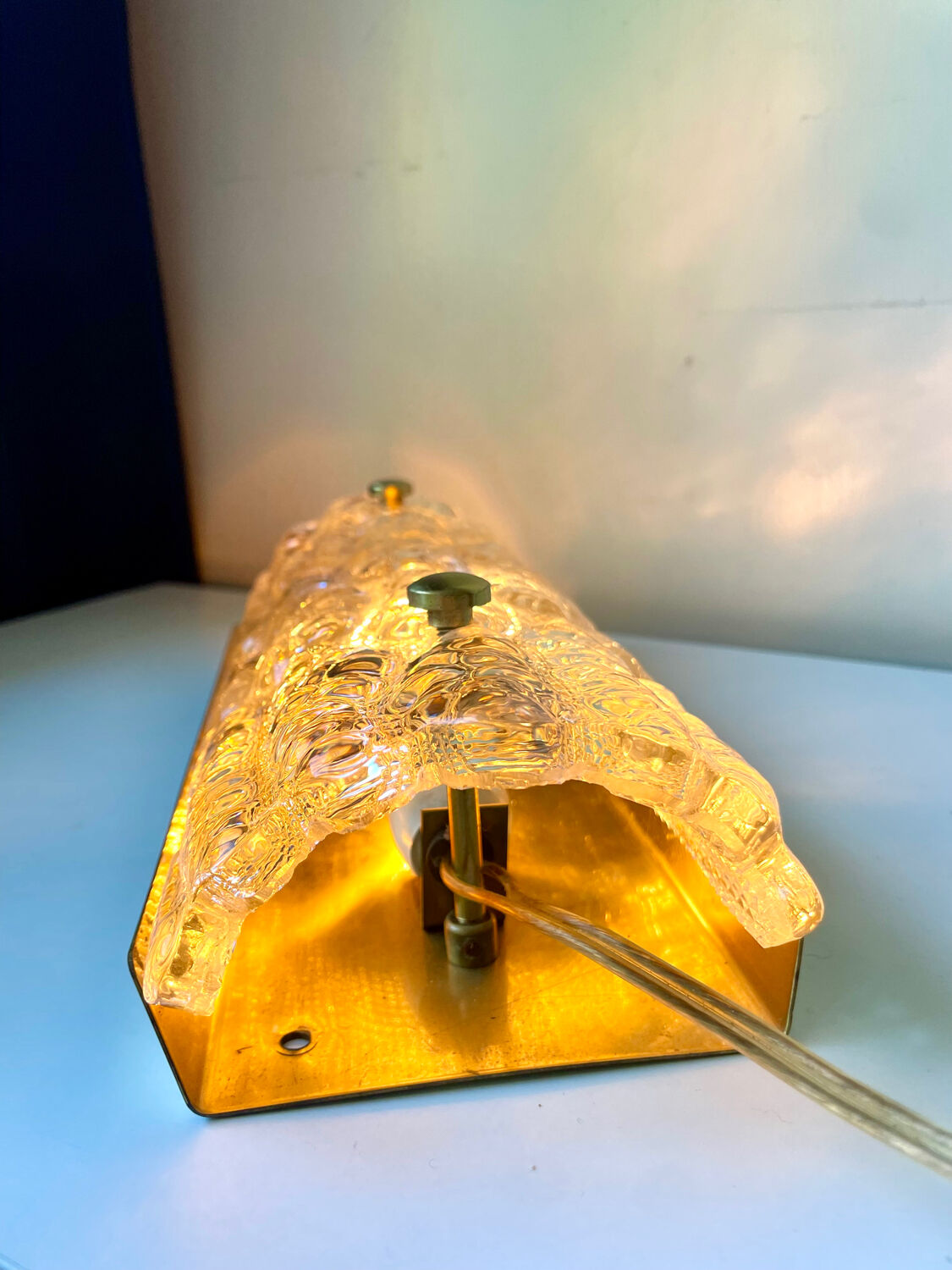 Glass & Brass wall sconces design by Carl Fagerlund for Orrefors /Lyfa