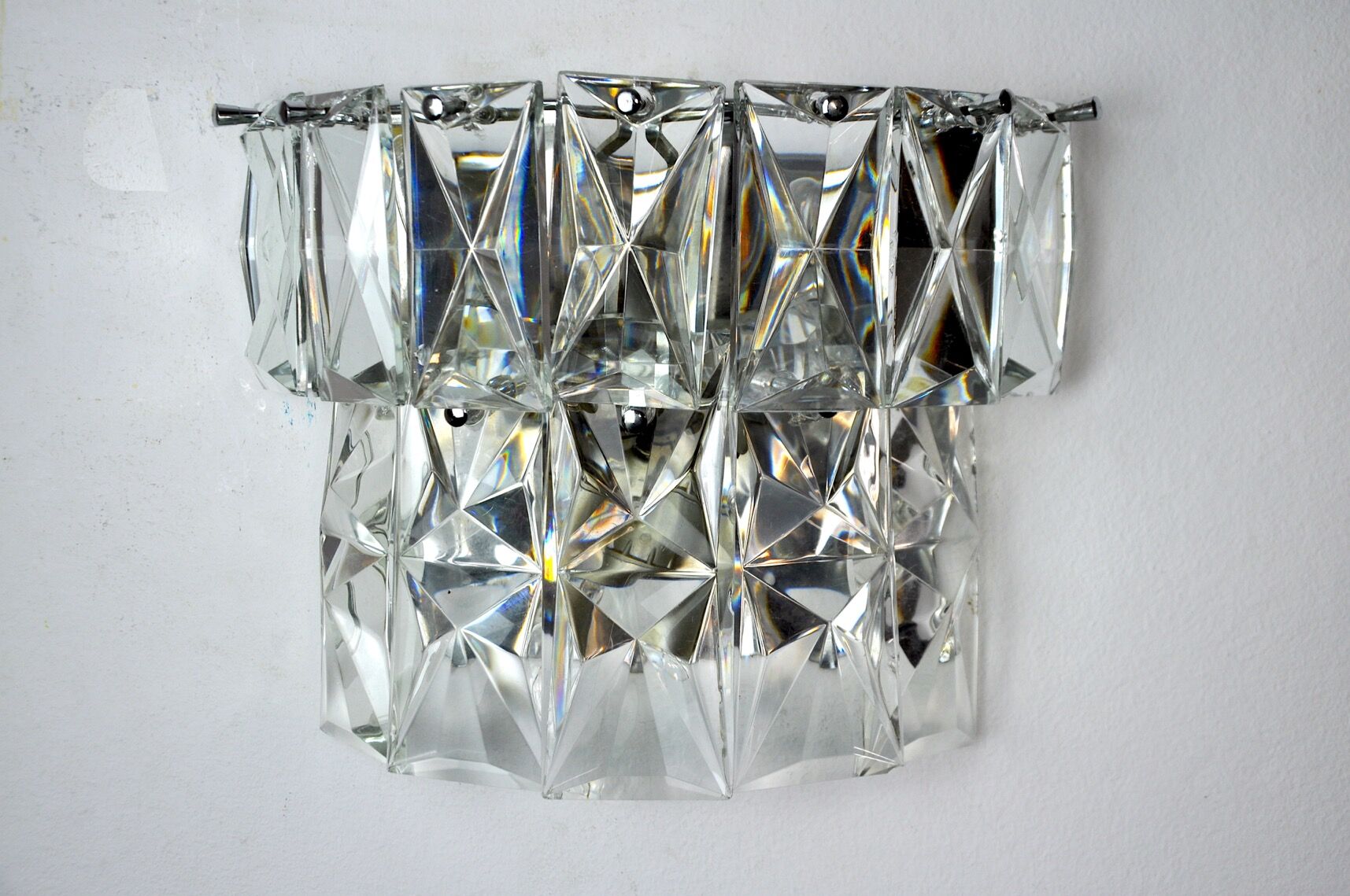 Regency wall lamp by Kinkeldey, 2 levels glass, Germany, 1970