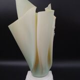 Large green draped plexi mood lamp "sunshade" plaster 80s