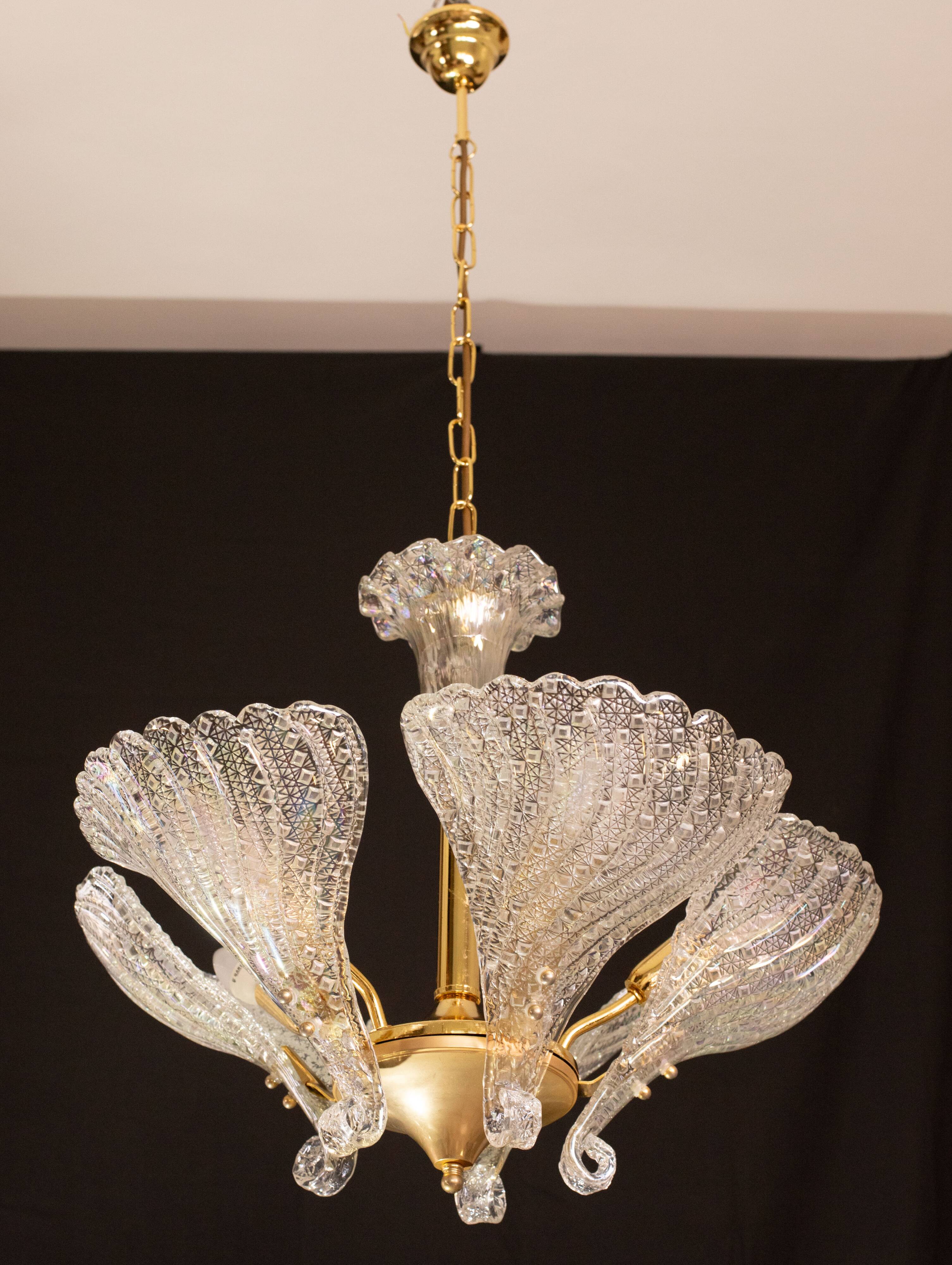 Elegant Murano Candlestick Iridescent Leaves