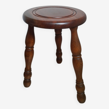 Vintage turned wood tripod country stool