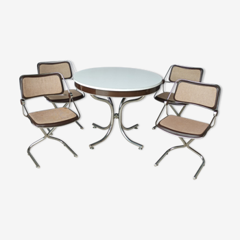 Table and 4 chairs design Soudexvinyl 1970