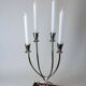 Art deco candlestick in stainless steel and rosewood, 4 flames, Spain, 1970s