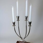 Art deco candlestick in stainless steel and rosewood, 4 flames, Spain, 1970s