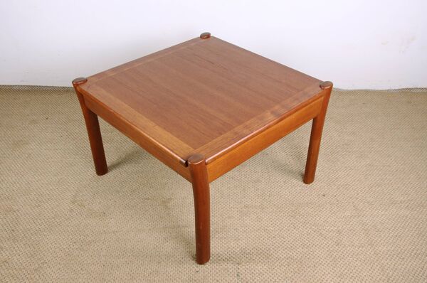 Table basse Danoise carrée en teck avec plateau réversible 1960.