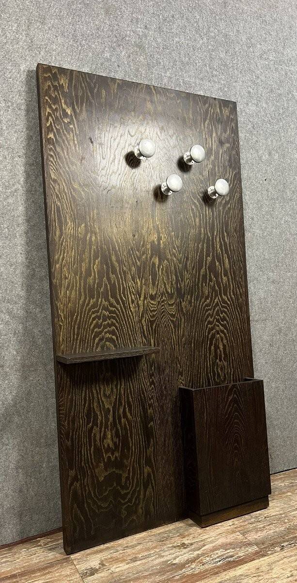 Art Deco coat rack in smoked oak