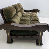 Luciano Frigerio Mid-Century Modern Italian Wood and Suede Sofa "Ussaro",70