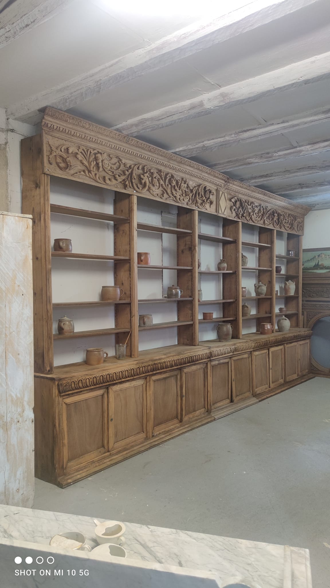Large natural wood bookcase late nineteenth