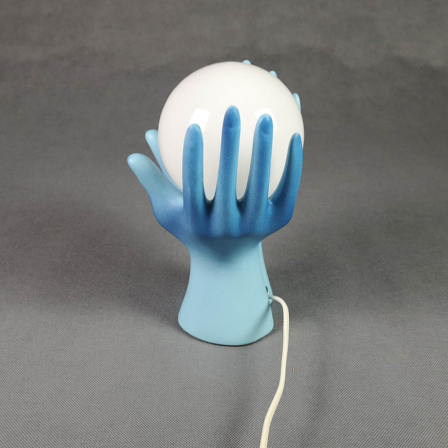 Vintage lamp hands and opal globe - blue - vintage luminaire