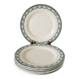 Set of 6 flat plates in Terre de Fer Salins, "Guirlandes" model