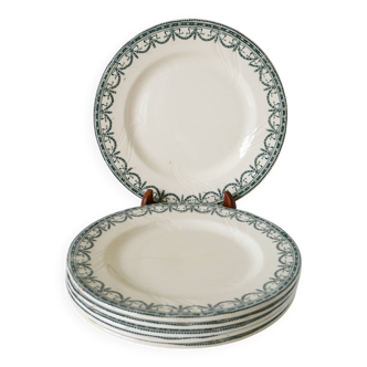 Set of 6 flat plates in Terre de Fer Salins, "Guirlandes" model