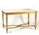 Golden carved wooden centre table with a white marble top.