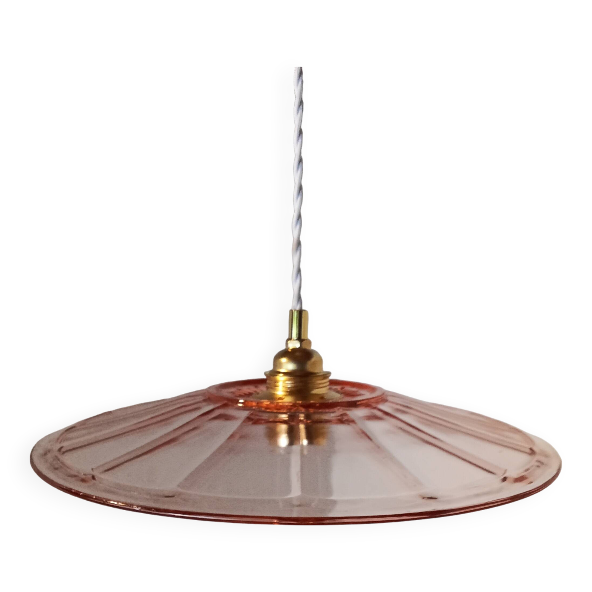 Vintage pink glass pendant light