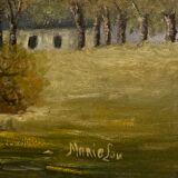 Oil on canvas "small village"