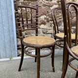 Set of 6 Thonet Fischel restaurant bistro chairs mismatch curved wood