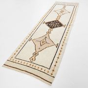 Beige & Brown Classic Turkish Runner Rug, 100x332Cm
