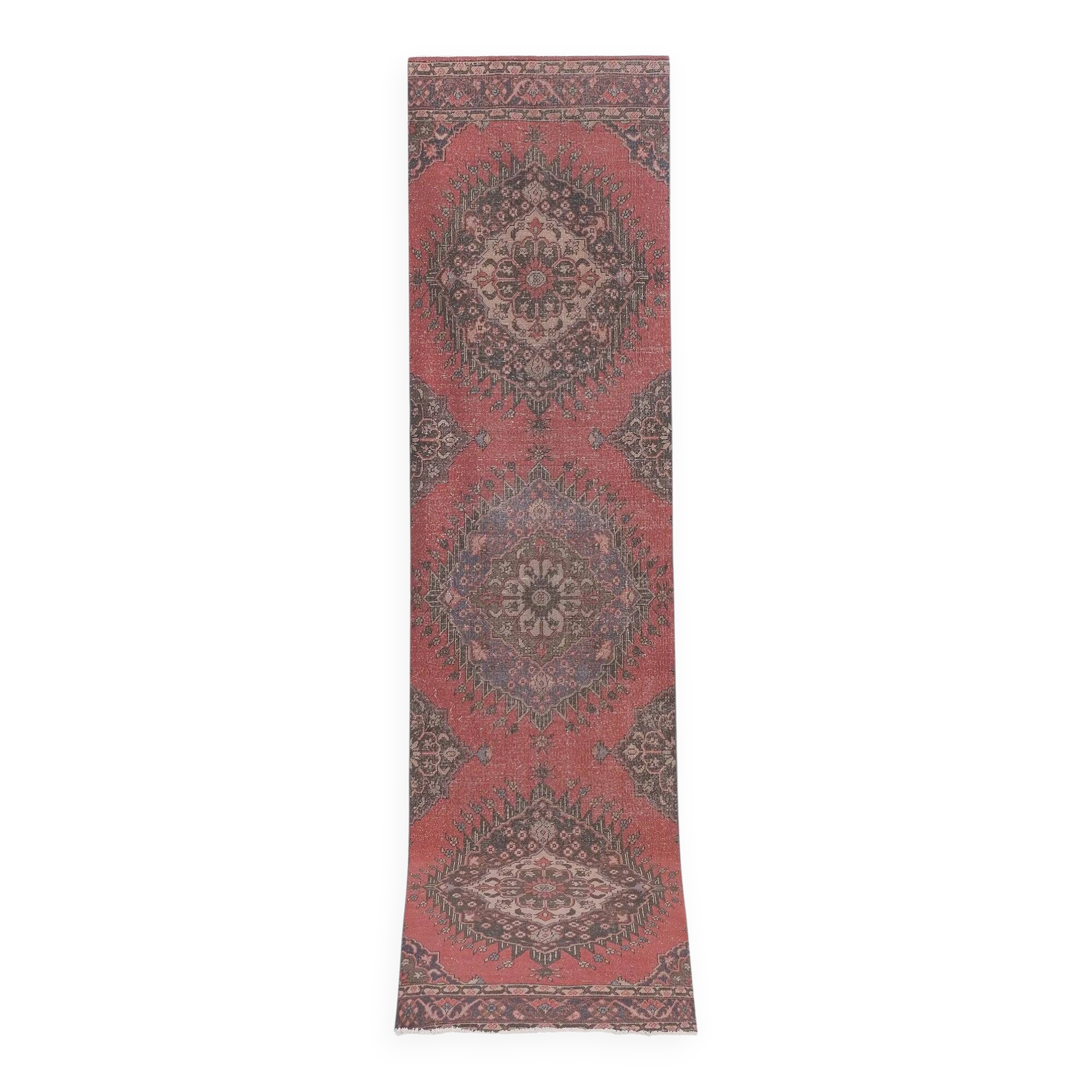 Vintage Turkish hallway rug 101x404 cm