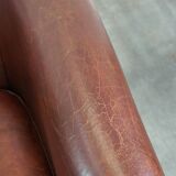 Comfortable, Spacious Sheepskin Leather Club Chair with a Loose Seat Cushion