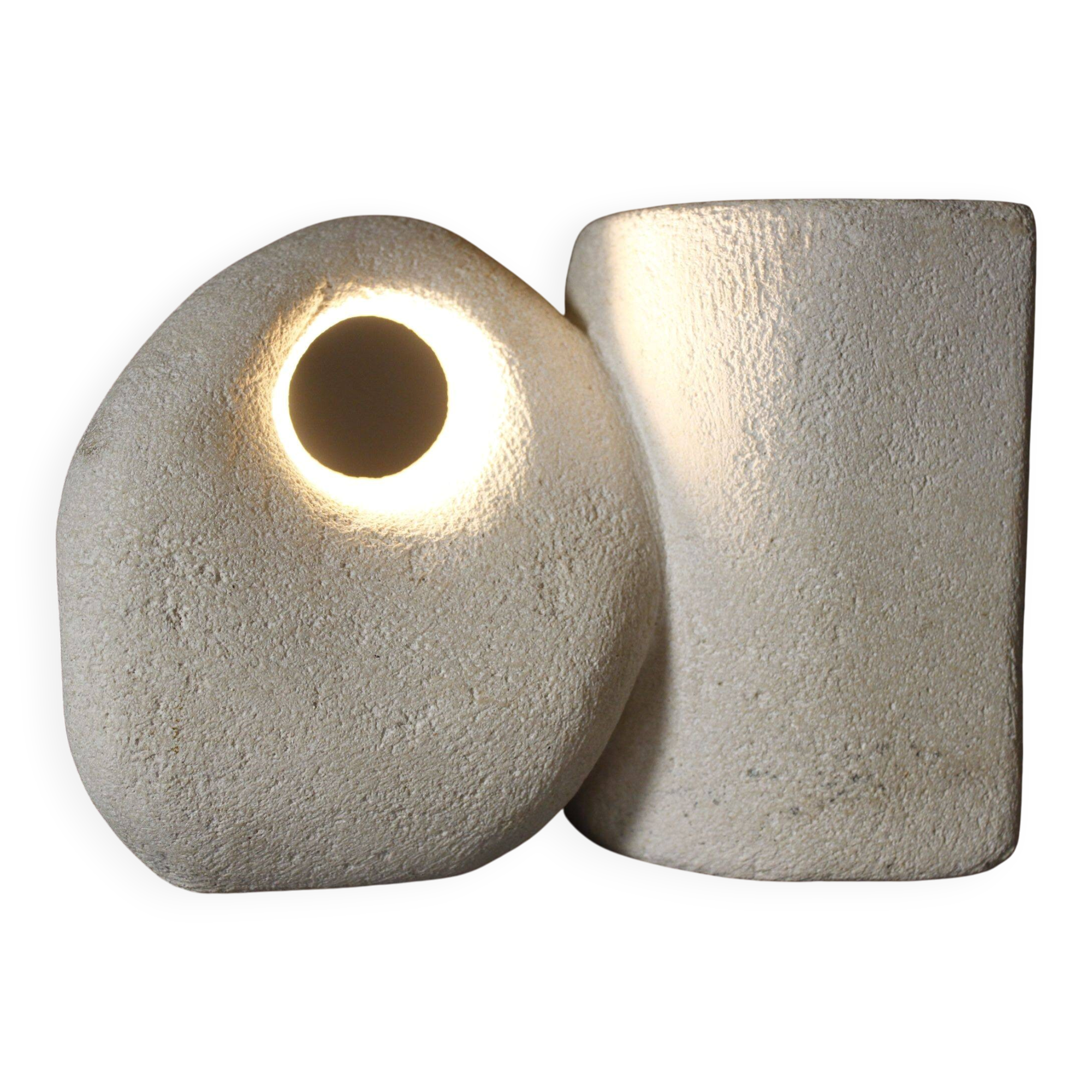 Sculptural vase lamp from Pierre du Gard, carved, 1970s design by Albert Tormos.
