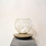 Table lamp in glass and chromed metal Italia Anni '70