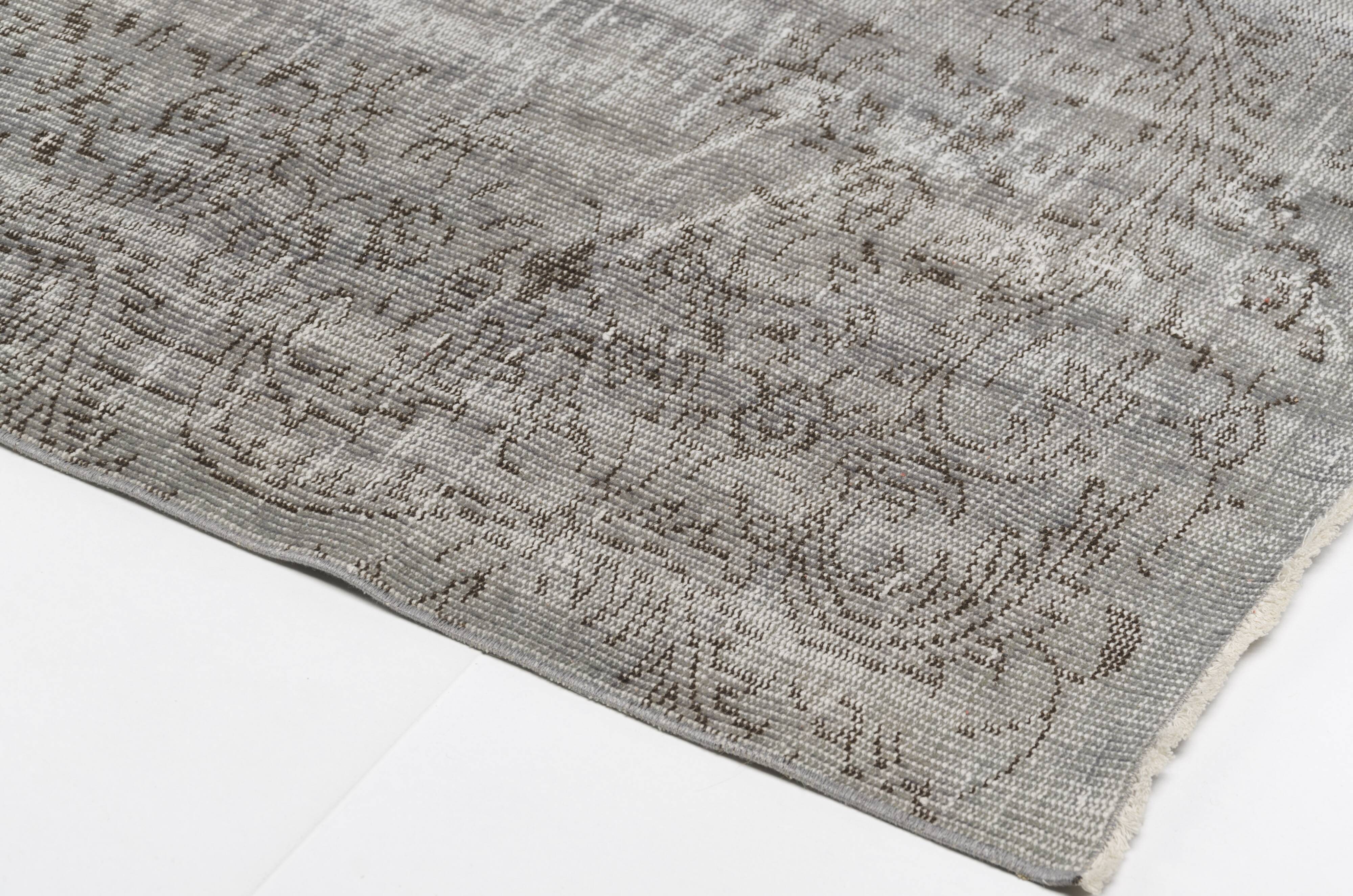 Grey Oushak Floor Wool Rug-2204