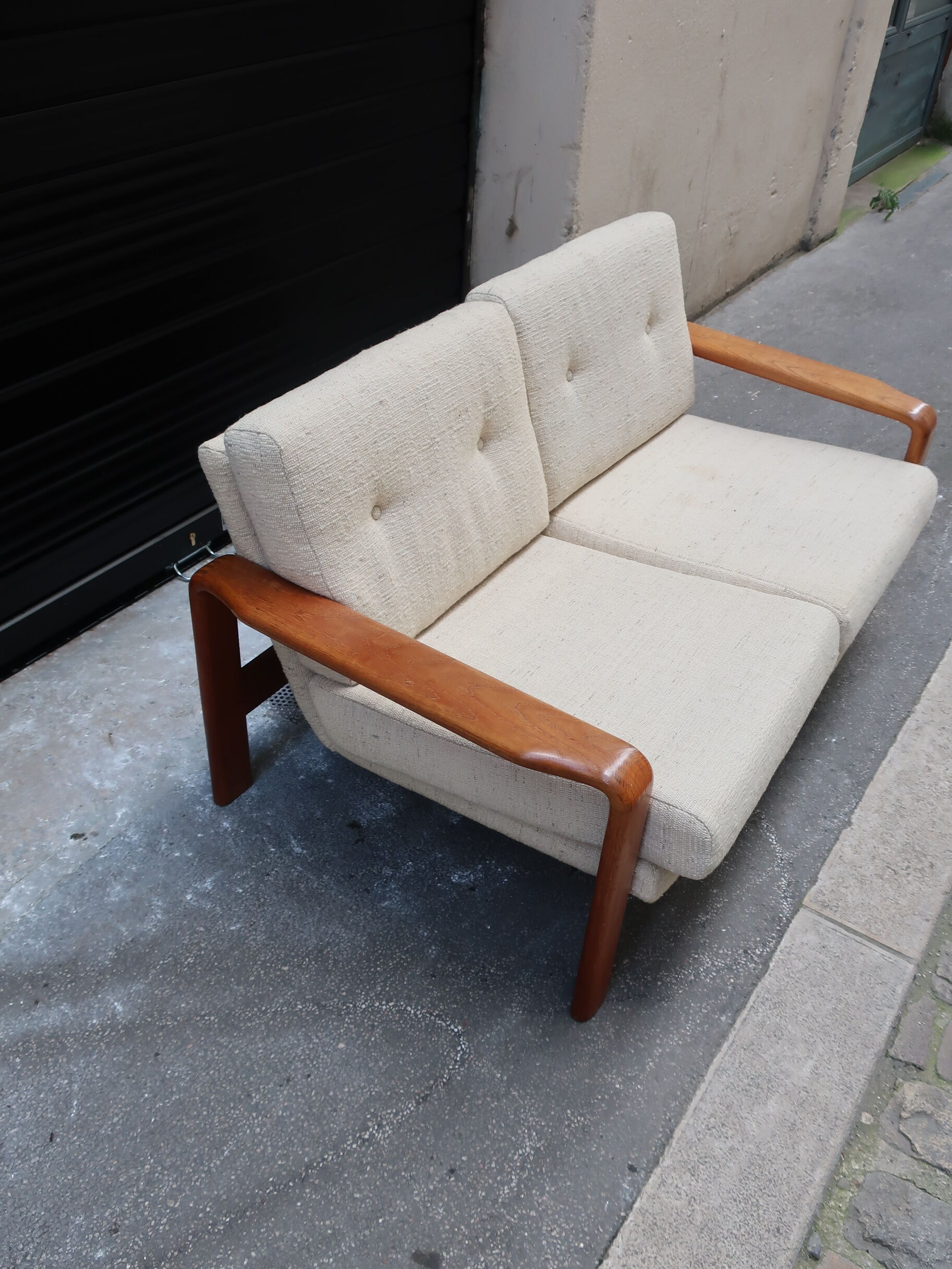 Scandinavian sofa in teak two-seater 60s