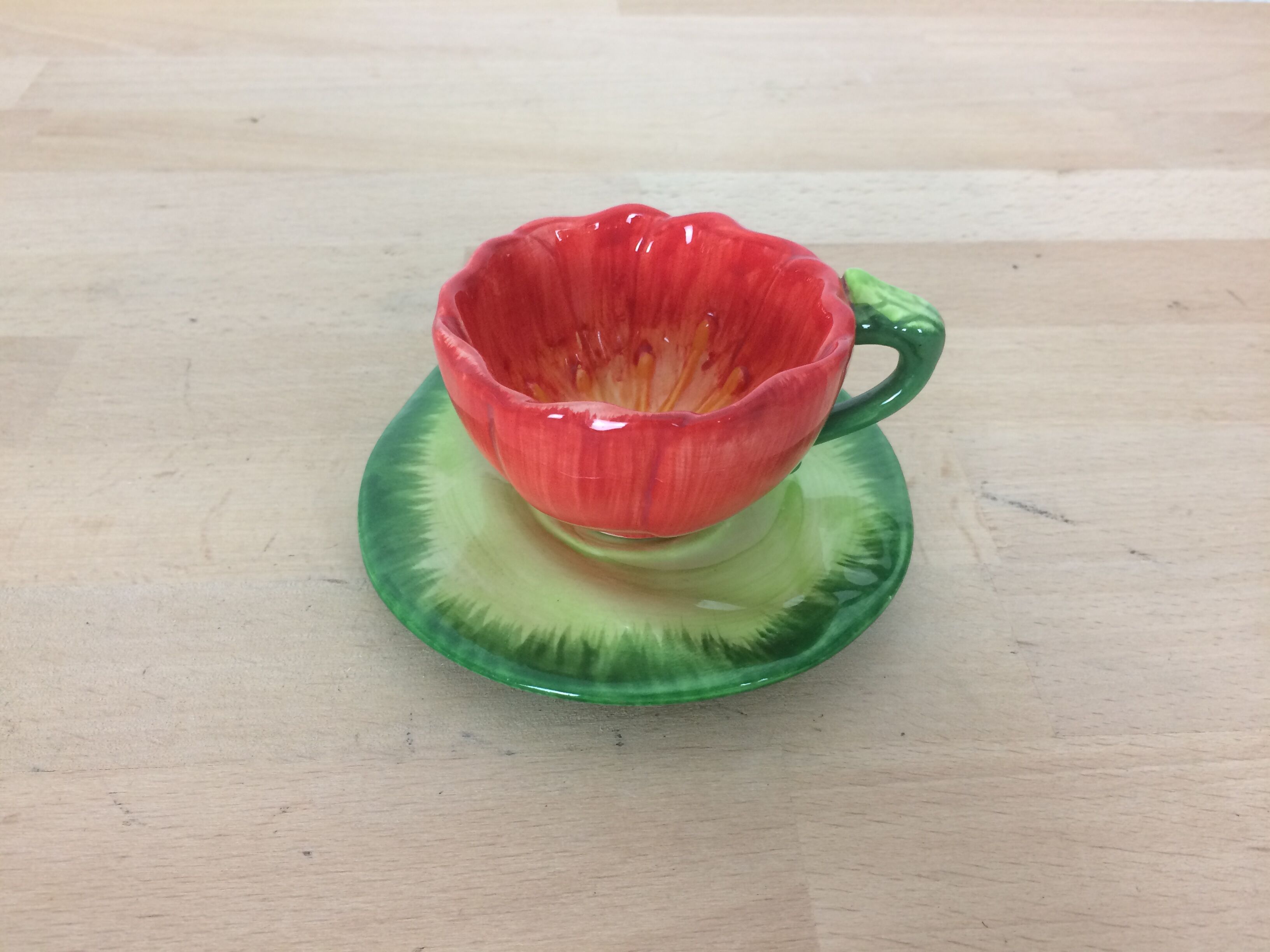 Cup and saucer ceramic flower