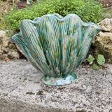 Unique Shell Vase Hand Enameled Green