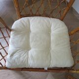 Vintage - lot de 2 fauteuils en bambou et rotin tressé avec coussins- couleur naturel - Années 80