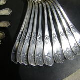 Part of art nouveau style cutlery set. made of silver metal. 48 pieces.