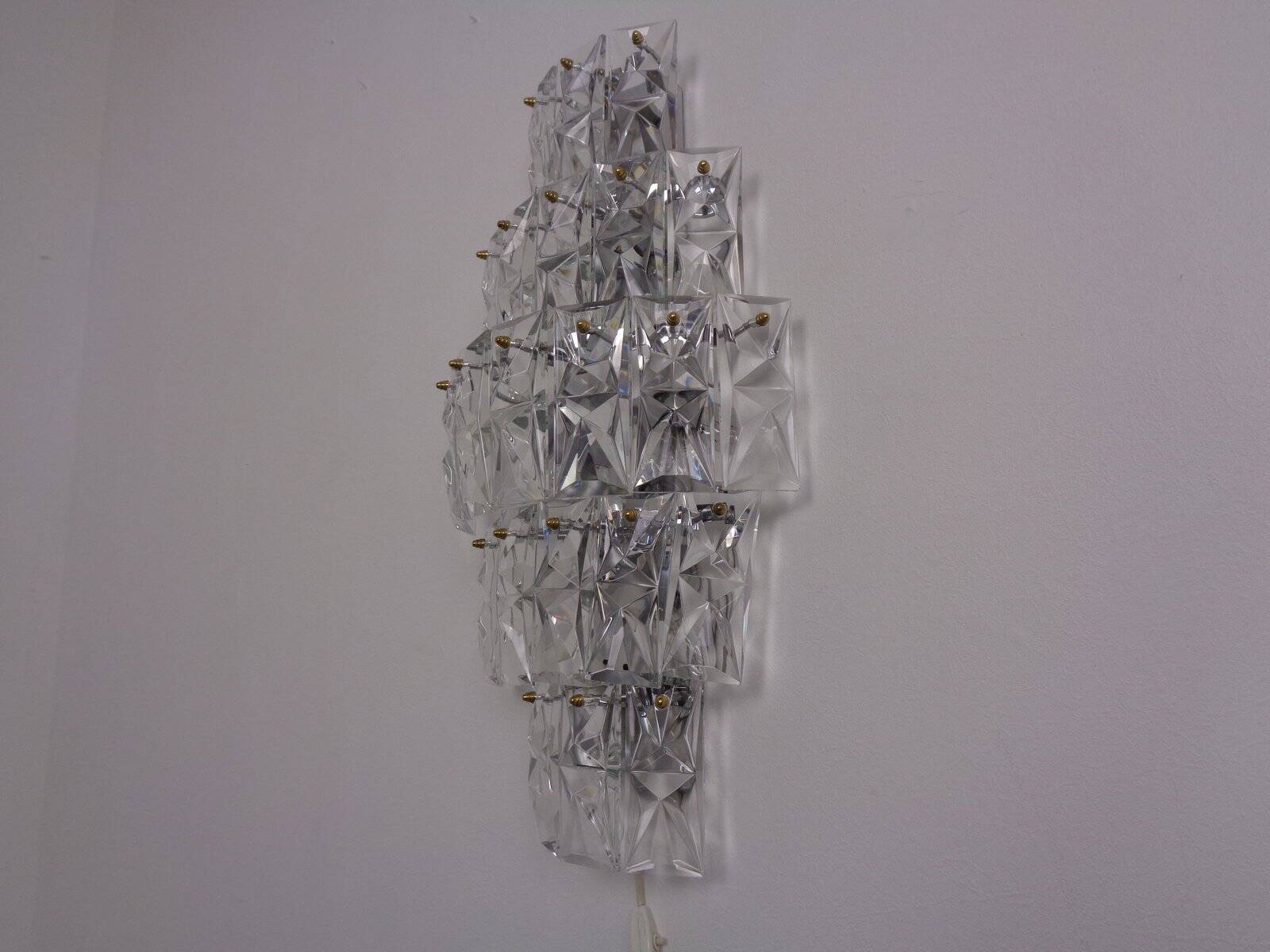 Large crystal glass flush mount from Kinkeldey, Germany, 1970s.