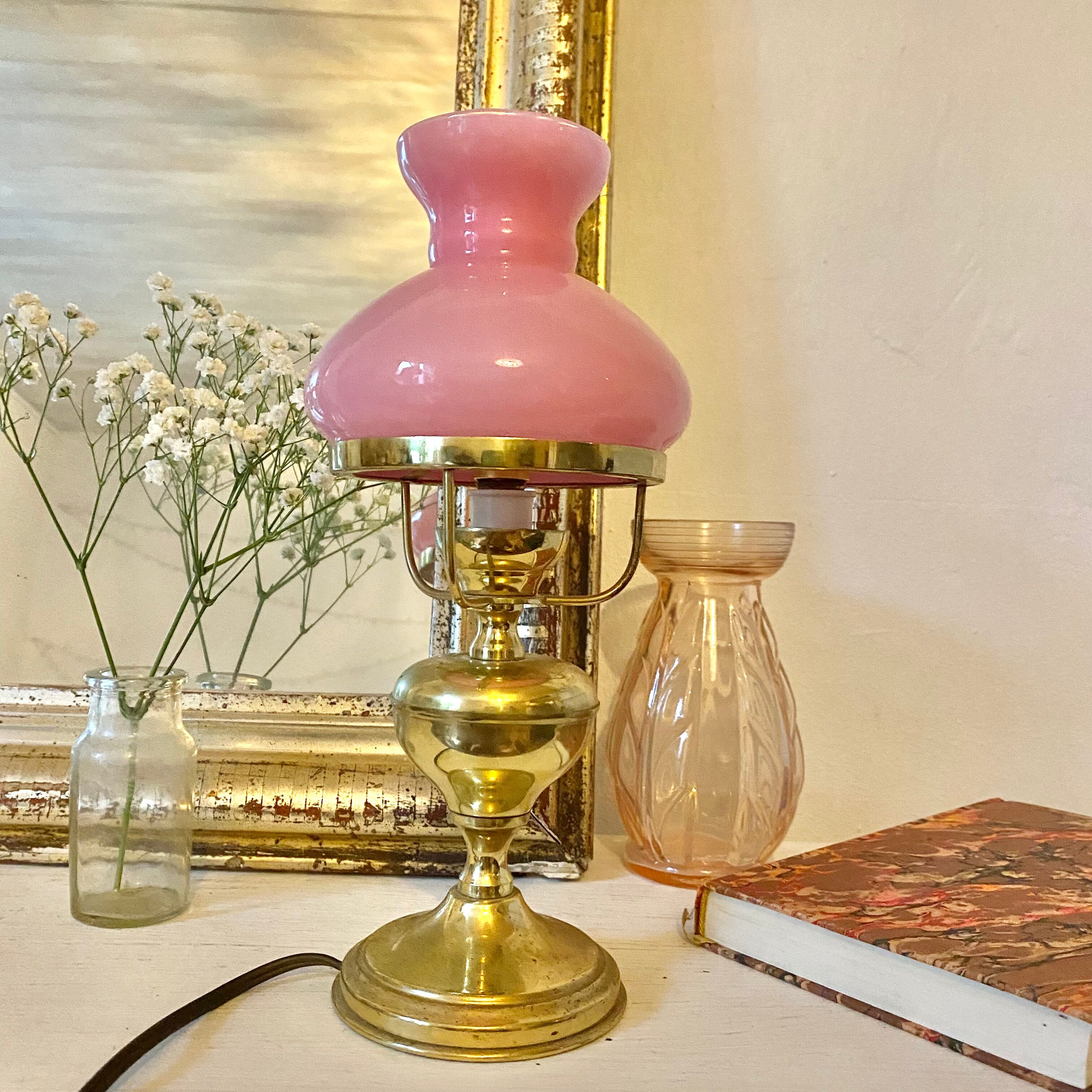 Lampe vintage rose et dorée