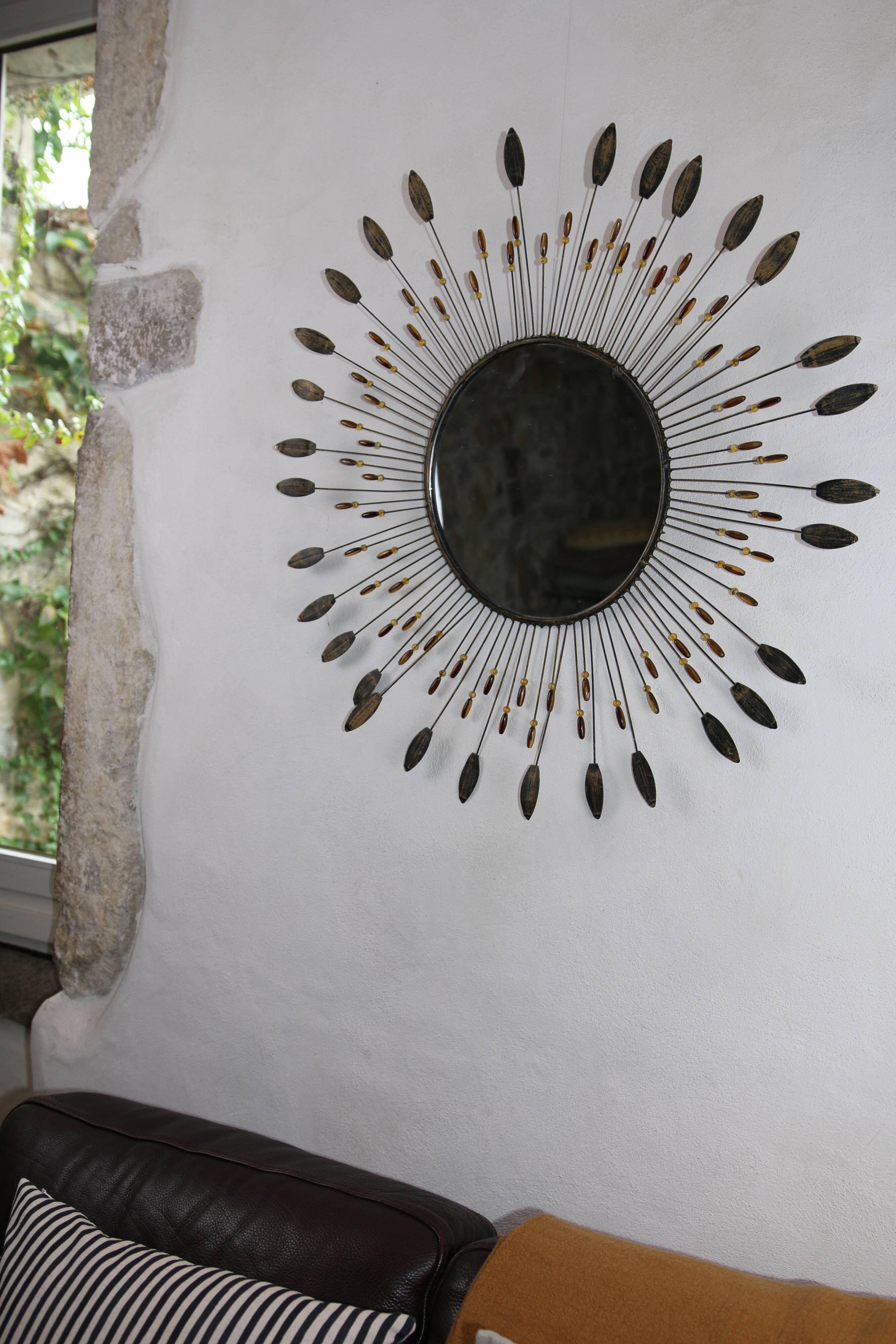 Vintage metal sun mirror, 1970s-1980s