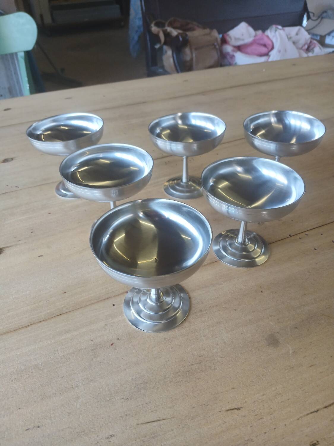 6 antique stainless steel ice cream cups Remy Letang