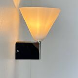 Vintage chrome and sandblasted glass wall lamp, Italy, 1990