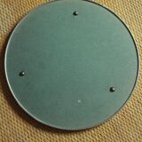 Round vintage gray metal mirror tray