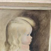 Oil on Canvas Painting of a Child - Young Girl Signed Longrand 1963