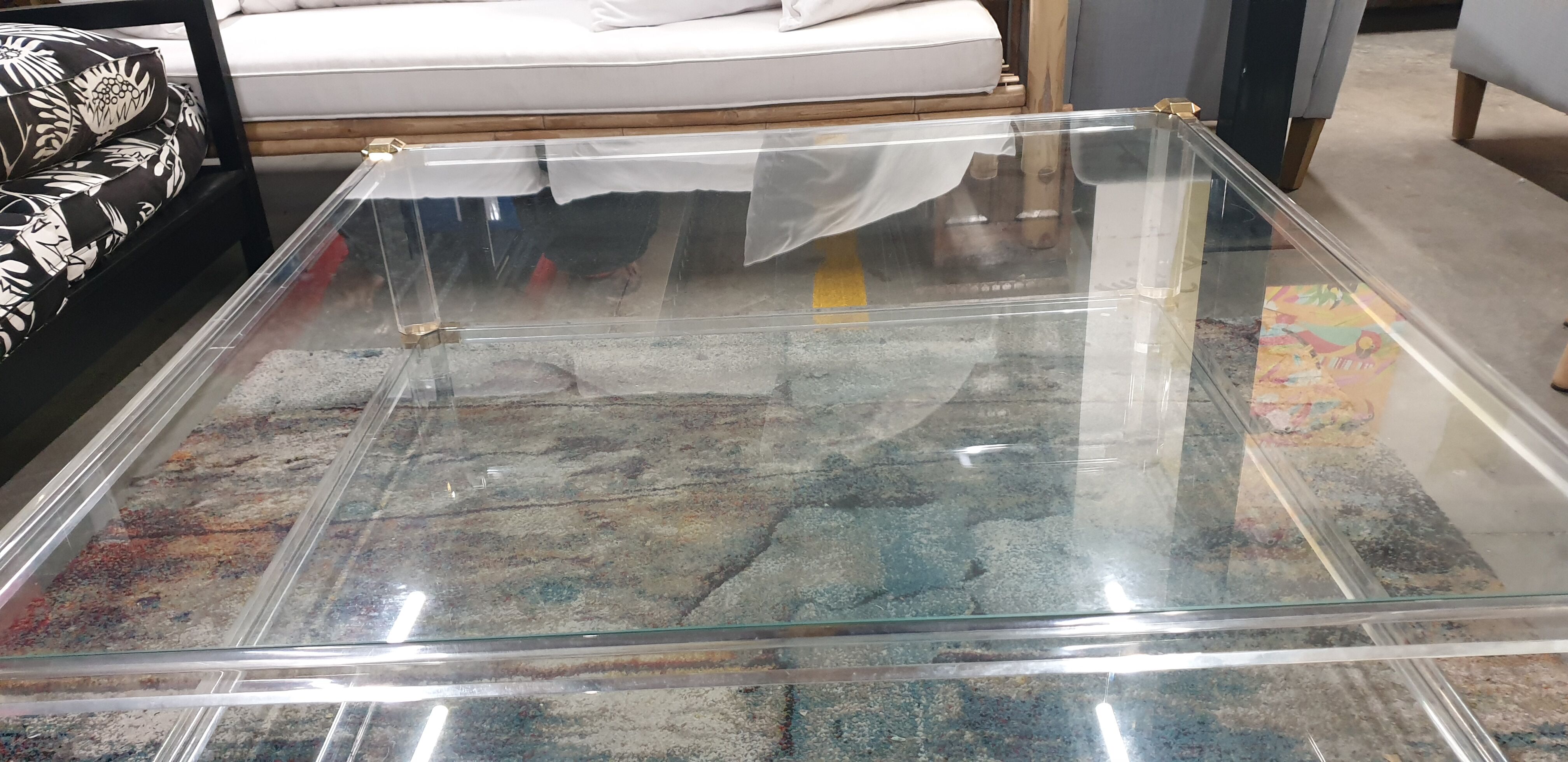 Rectangular glass coffee table, 1970/80