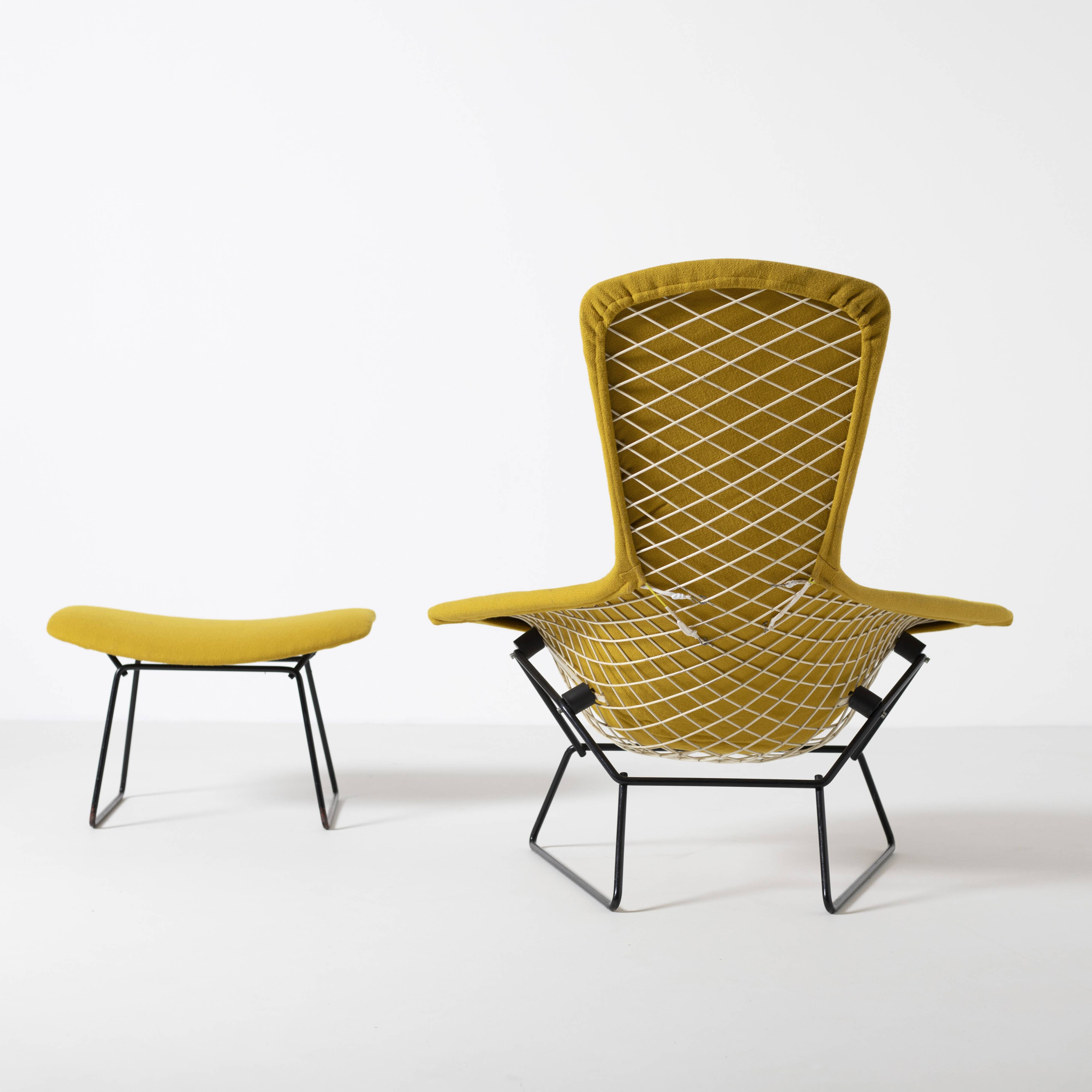 Vintage Harry Bertoia Bird lounge chair and ottoman, Knoll, circa 1960s, re