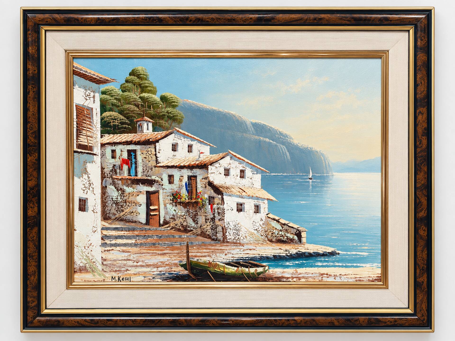 Vintage Mediterranean landscape – oil on canvas with a knife, yes