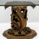 Mid-Century Modern Italian Carved Wood Base Large Curls and Leaves table
