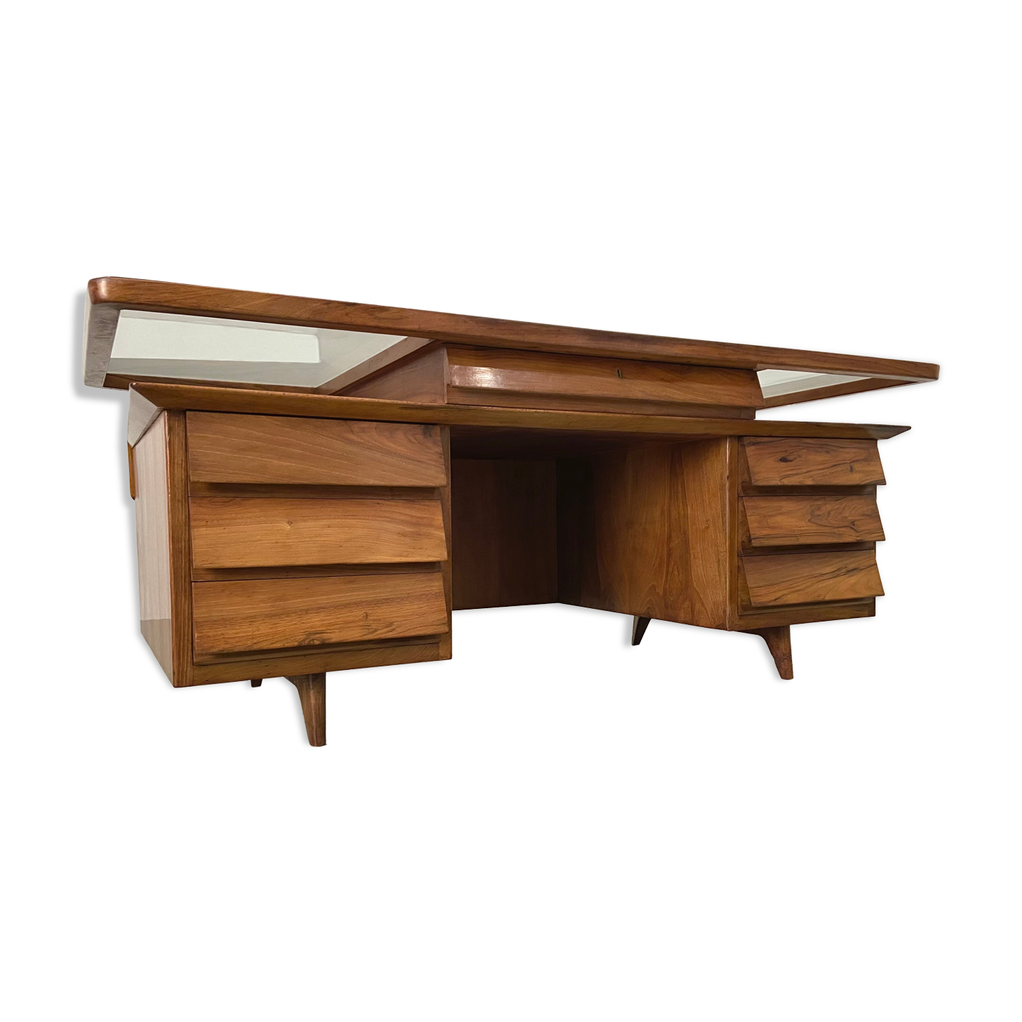 Writing Desk by Silvio Cavatorta in solid Walnut, Italy, 1950's