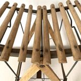 Tabouret ancien pliant à lattes , porte plante