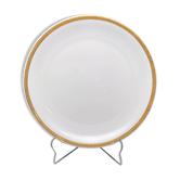 Flat round serving dish Limoges gold edging