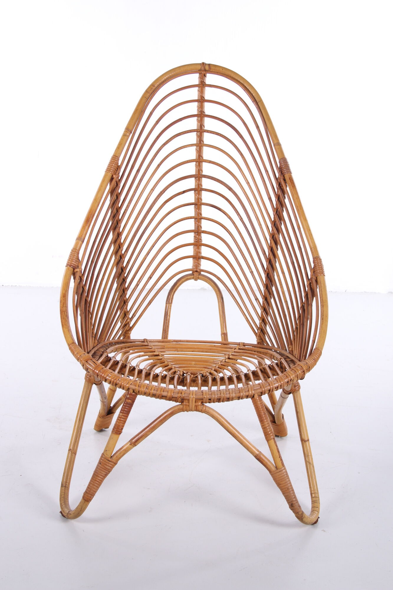 Vintage Dutch design rattan lounge chair Rohe Noordwolde