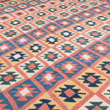Persian kilim, handwoven oriental qashqai flat woven wool rug- 207x296cm