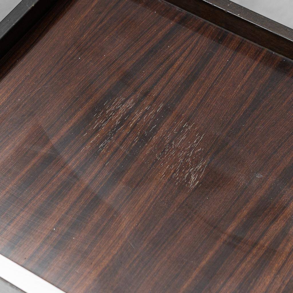 Tavolino da caffè multifunzione con ruote legno metallo anni ’70 vintage