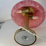 Art Deco mushroom table lamp, pink Clichy glass